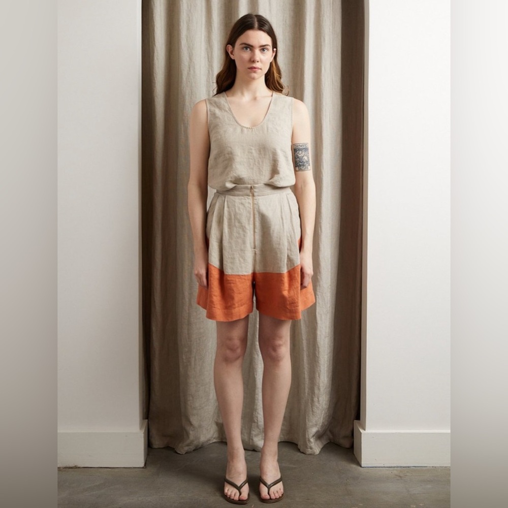 Rachel Comey Bandini Short in Heavy Linen, Size 4, Brown-Black